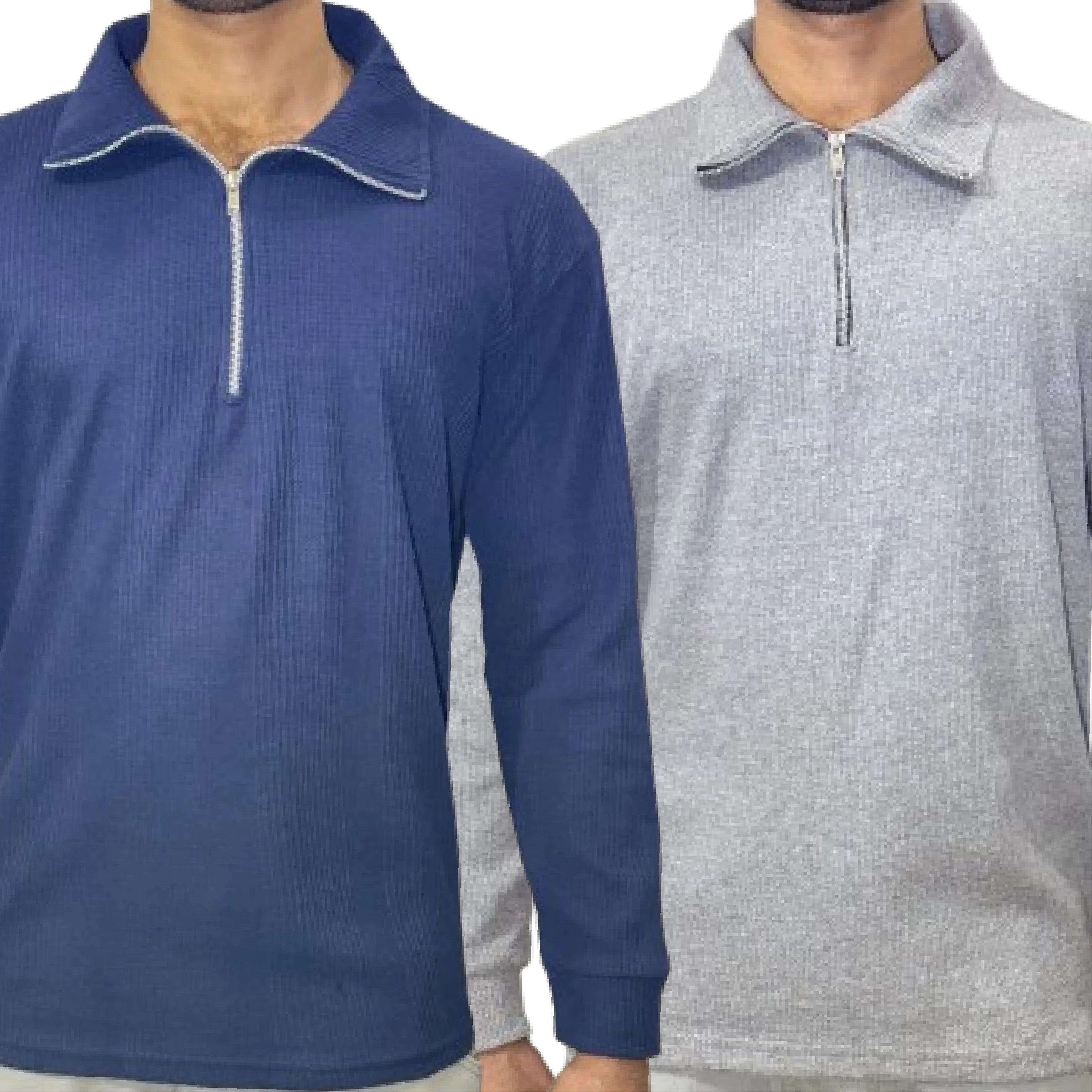 2 Pieces Waffle Knit SweatShirt Blue and Grey