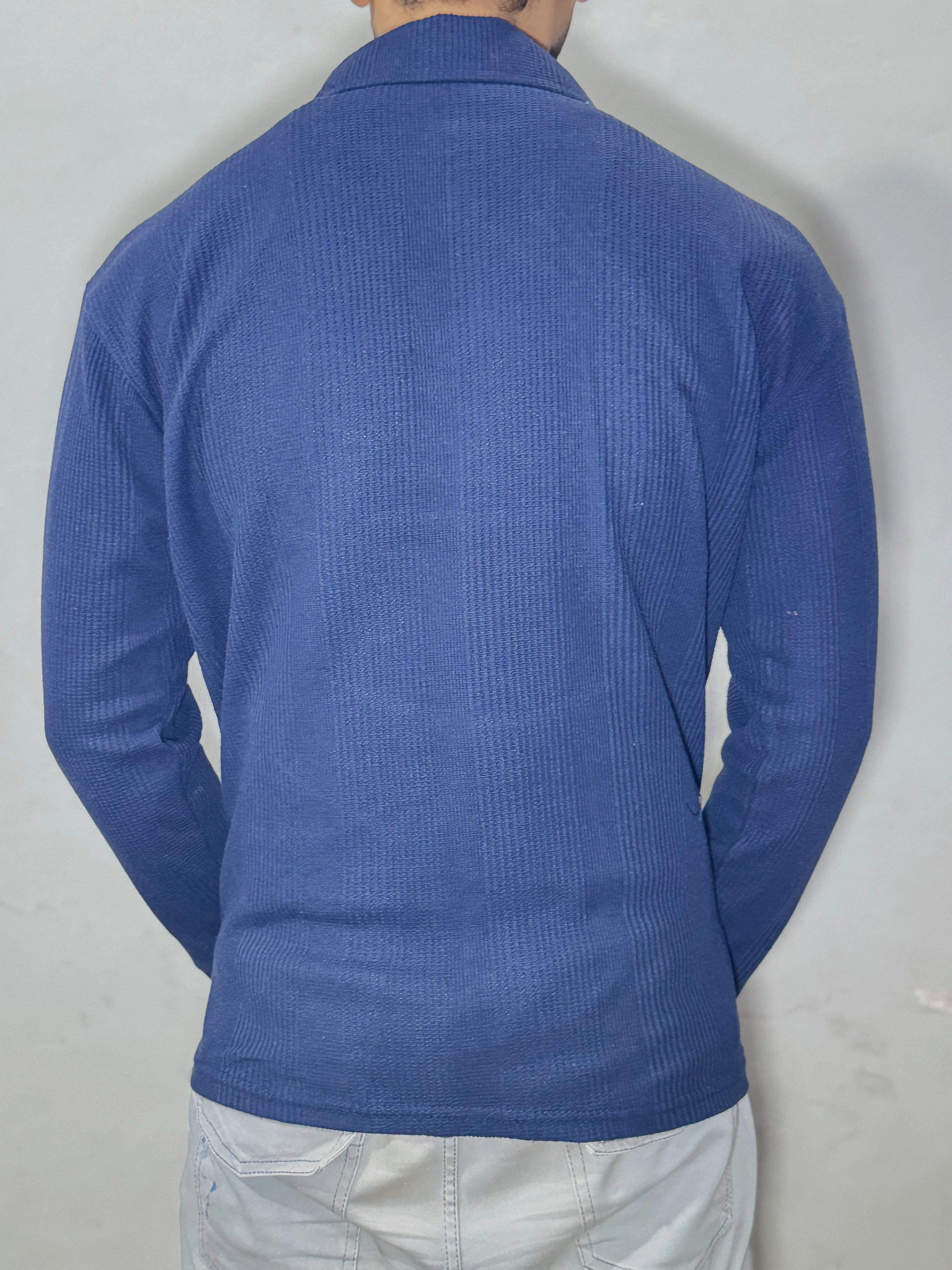 Waffle Knit Sweatshirt – Blue